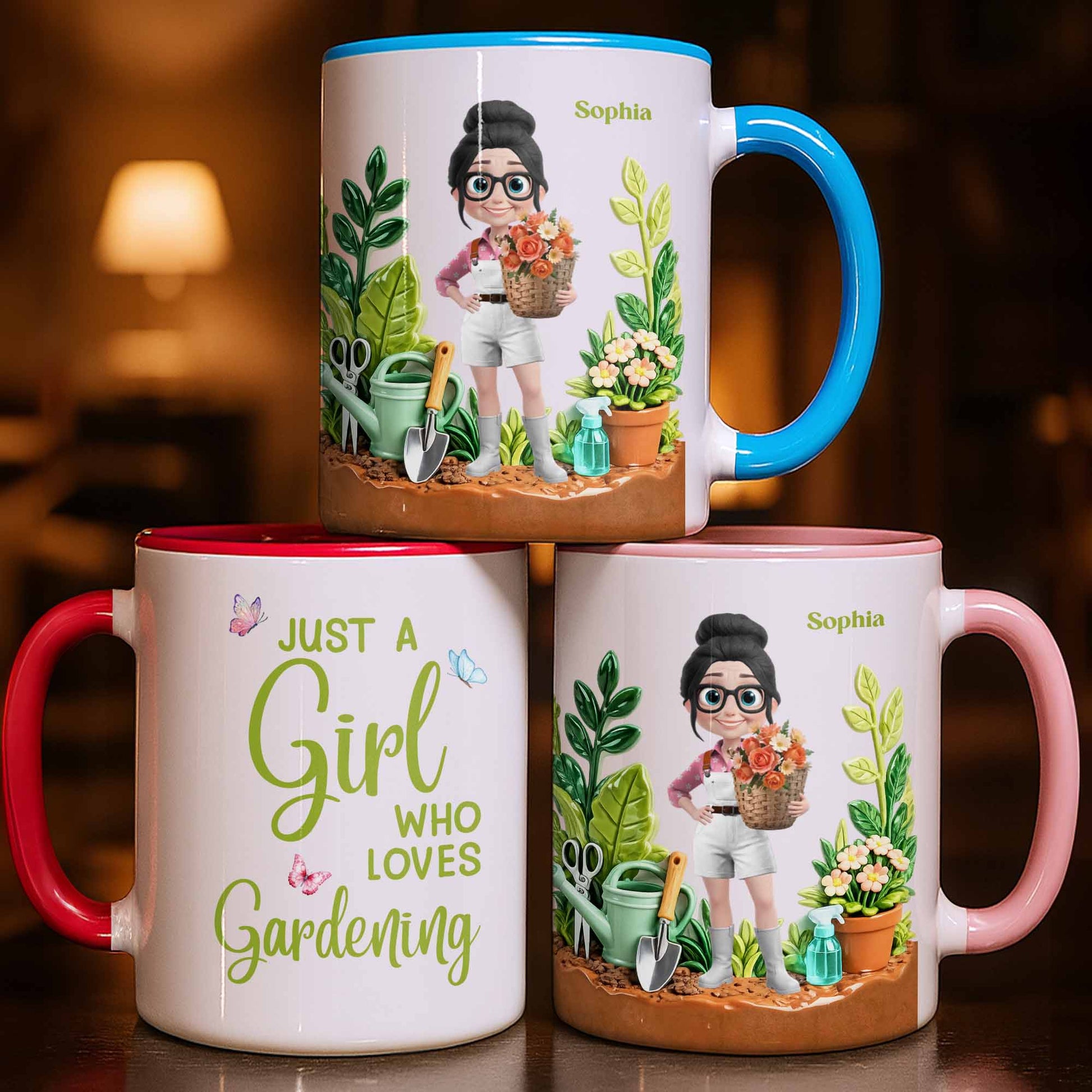 Just A Girl Who Loves Gardening With Colorful Butterflies