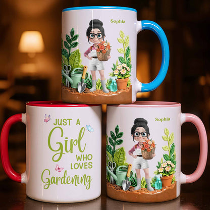 Just A Girl Who Loves Gardening With Colorful Butterflies