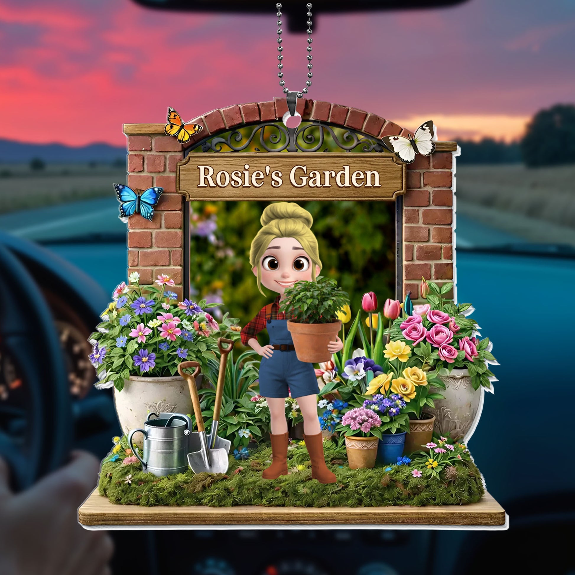 My Garden With Girl Flowers And Butterflies