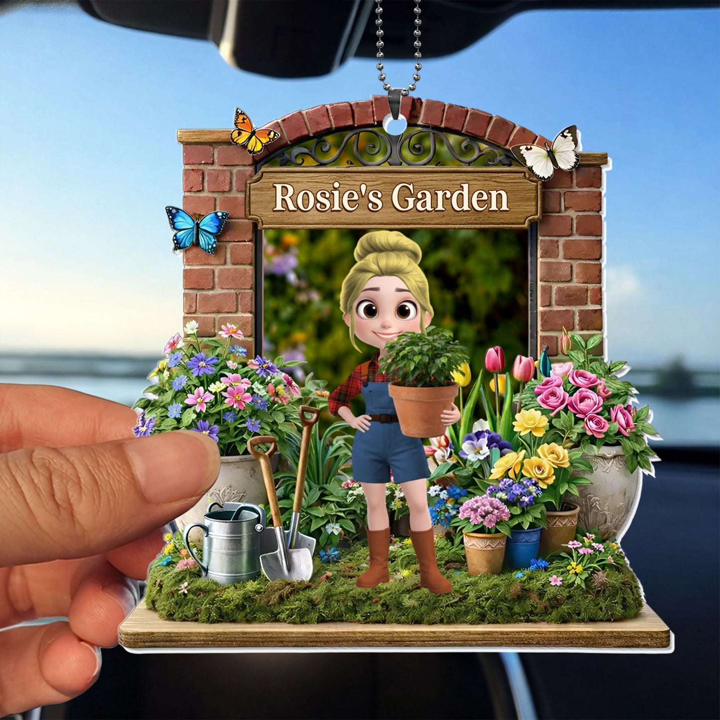 My Garden With Girl Flowers And Butterflies