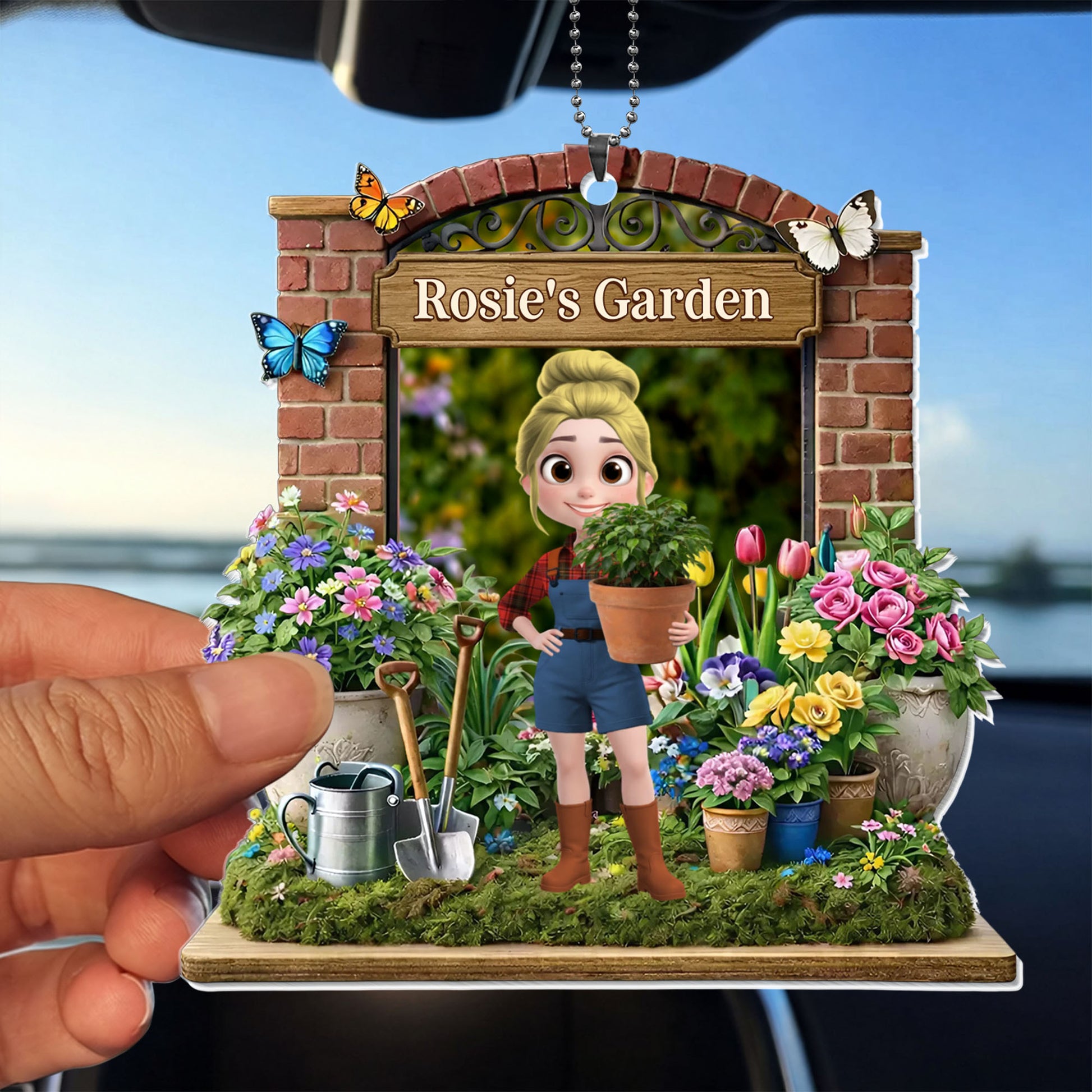 My Garden With Girl Flowers And Butterflies