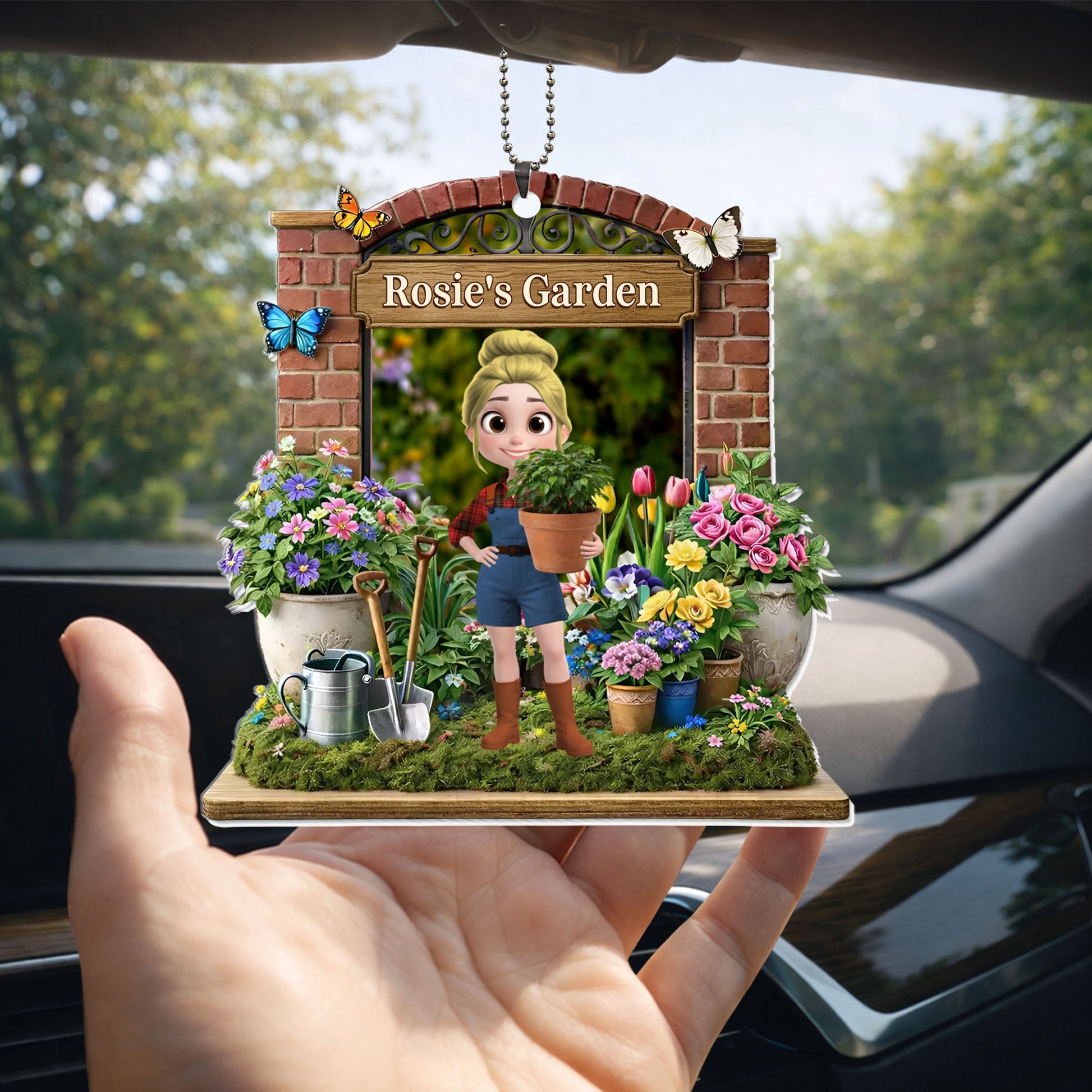 My Garden With Girl Flowers And Butterflies