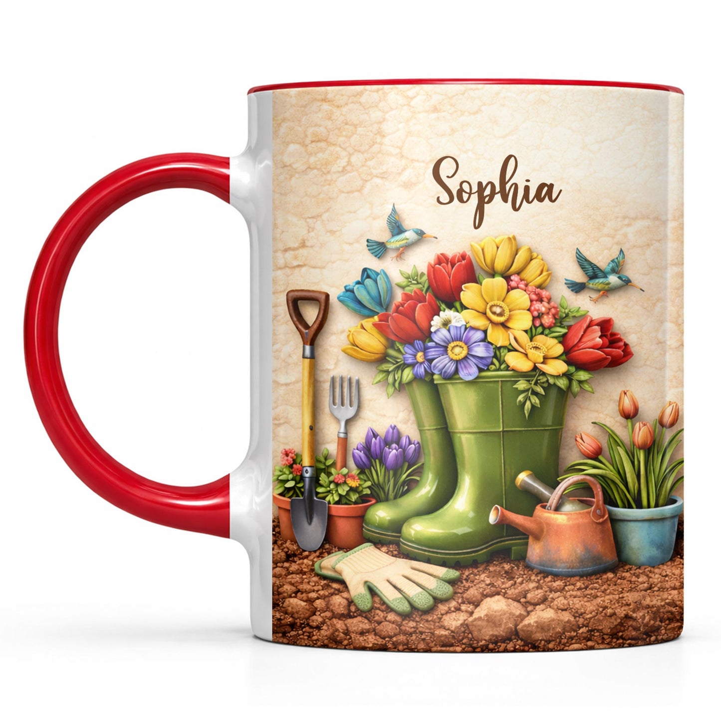 Where Flowers Bloom Garden Boots And Vibrant Floral Design - Personalized Custom Accent Mug - GAR033_AMUG