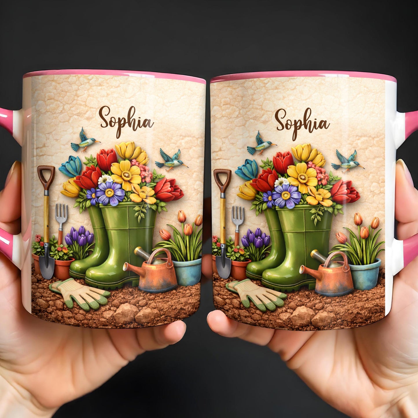 Where Flowers Bloom Garden Boots And Vibrant Floral Design - Personalized Custom Accent Mug - GAR033_AMUG