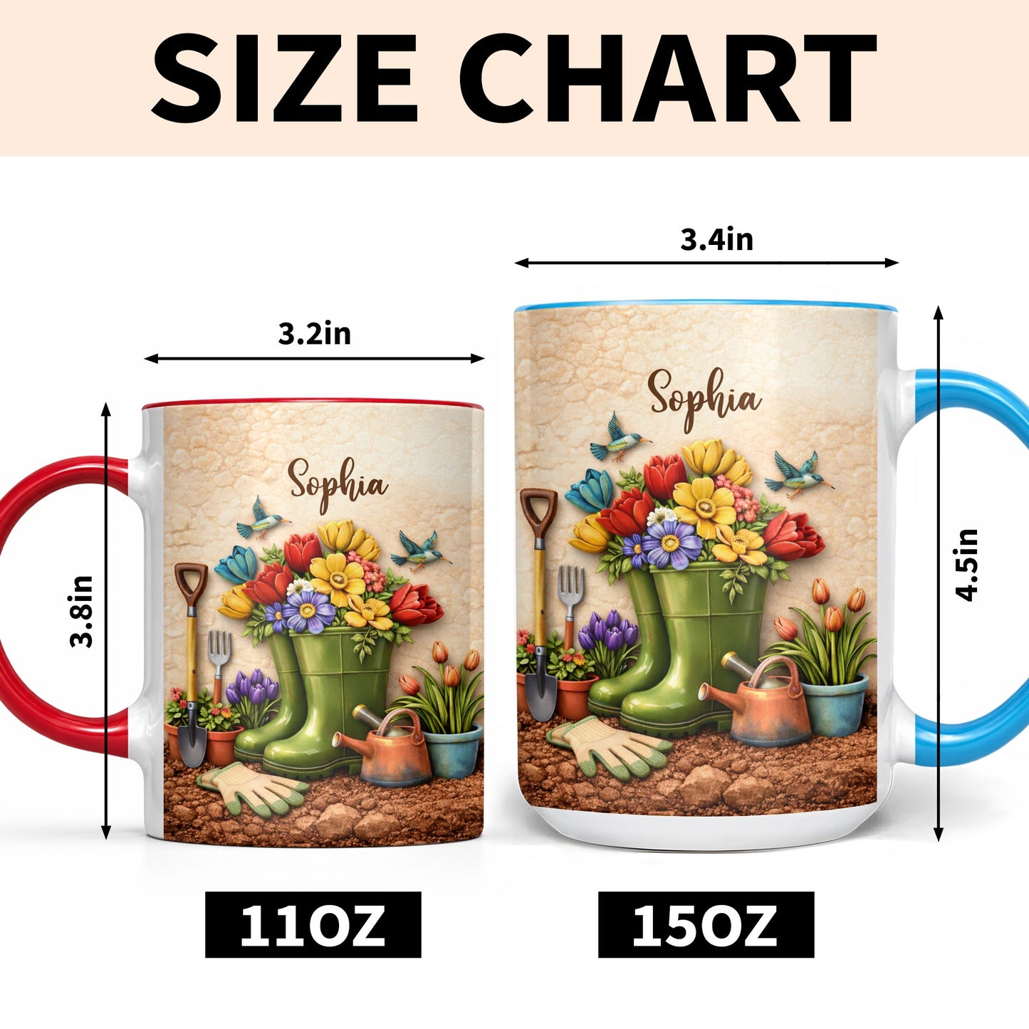 Where Flowers Bloom Garden Boots And Vibrant Floral Design - Personalized Custom Accent Mug - GAR033_AMUG