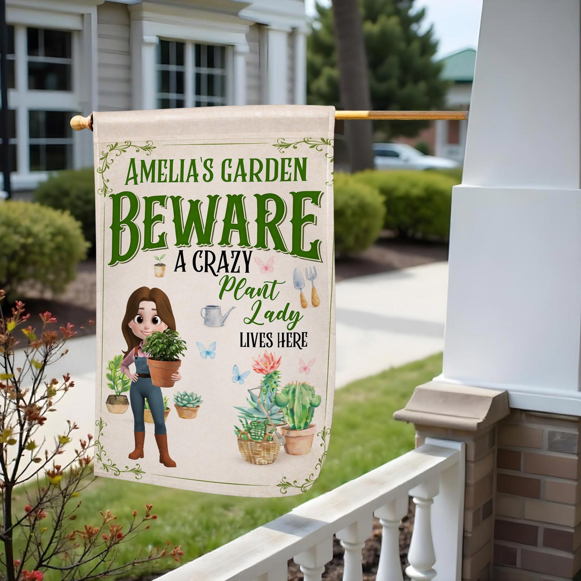 Beware A Crazy Plant Lady Lives Here, Garden Lover Flag