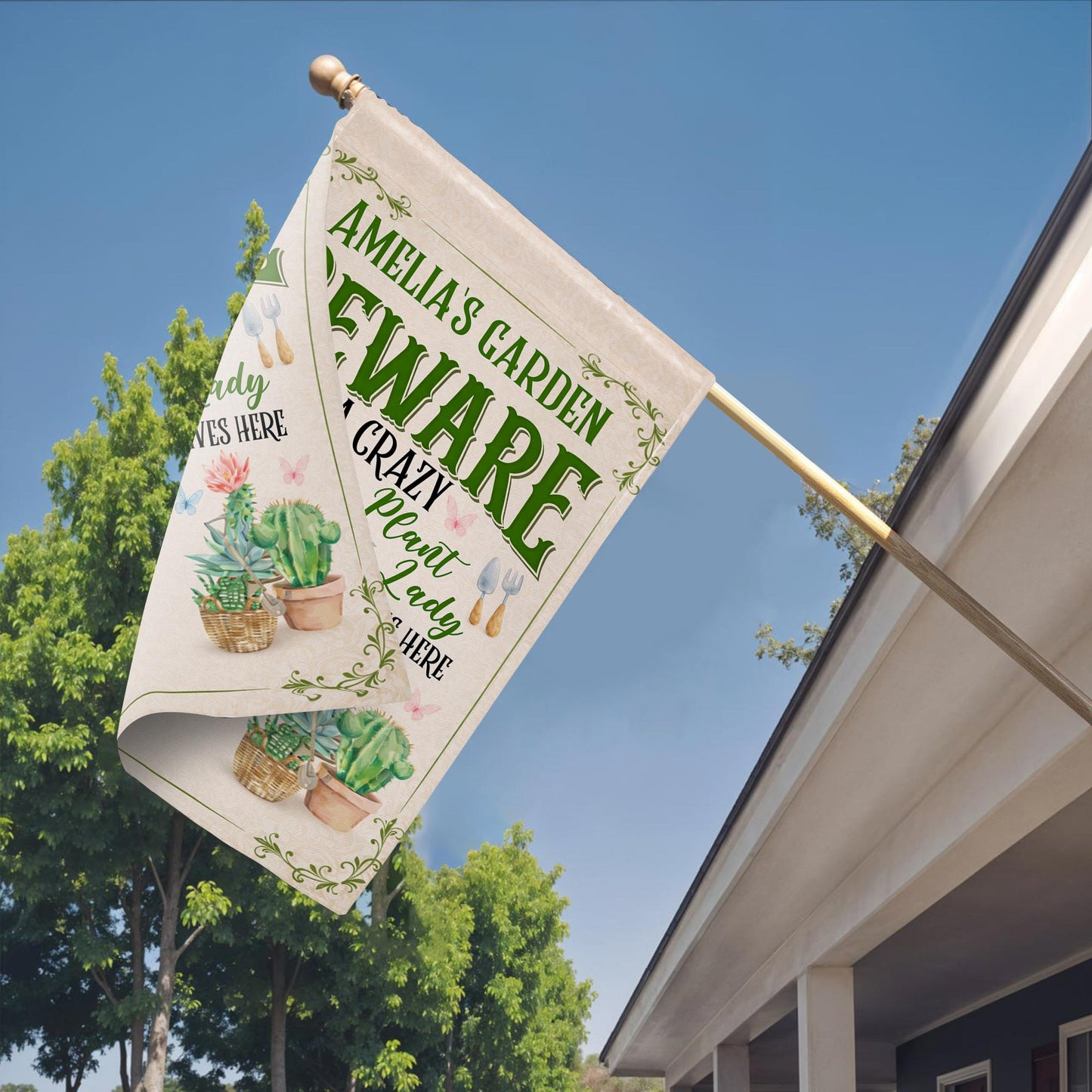 Beware A Crazy Plant Lady Lives Here, Garden Lover Flag