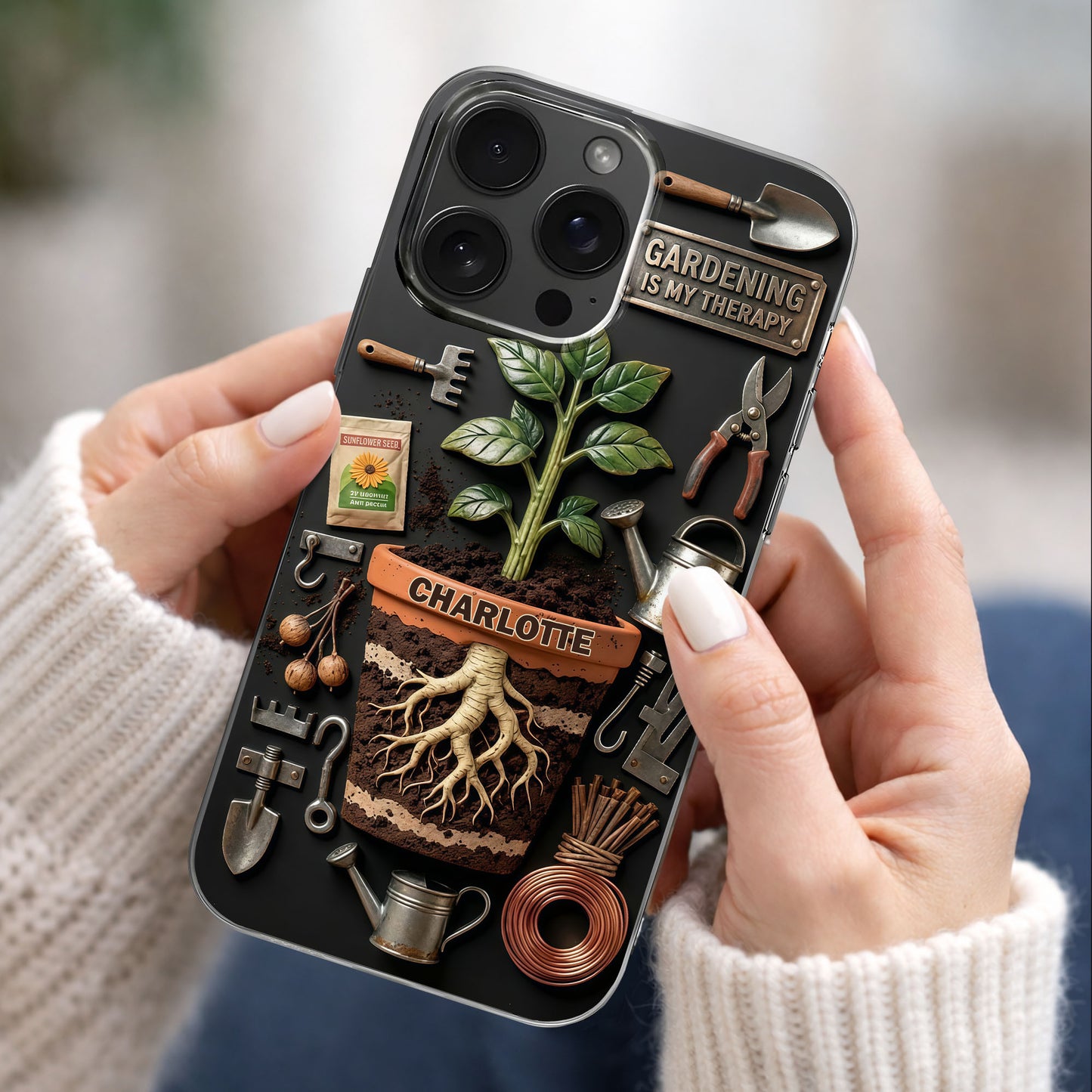Gardening Is My Therapy Personalized Plant And Garden Tools Design - Personalized Clear Phone Case - GAR037_PHC