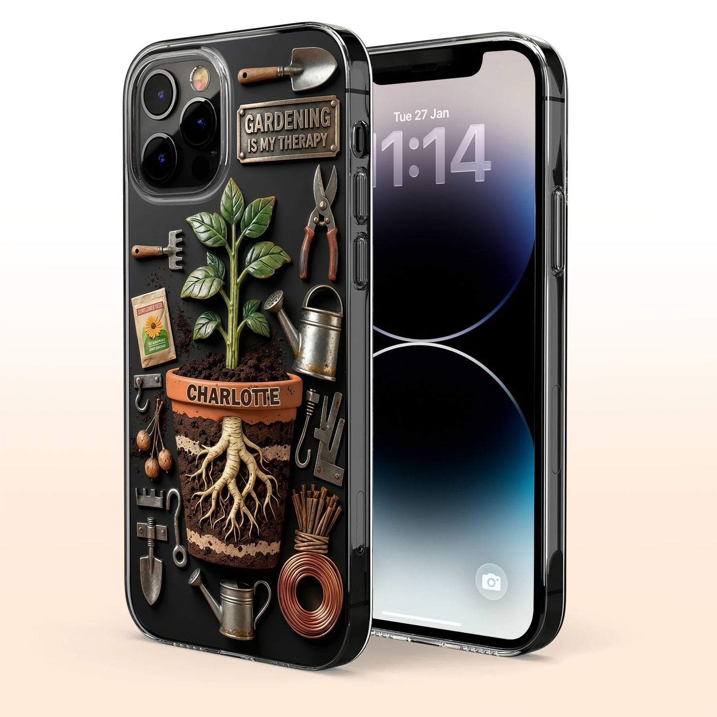 Gardening Is My Therapy Personalized Plant And Garden Tools Design - Personalized Clear Phone Case - GAR037_PHC