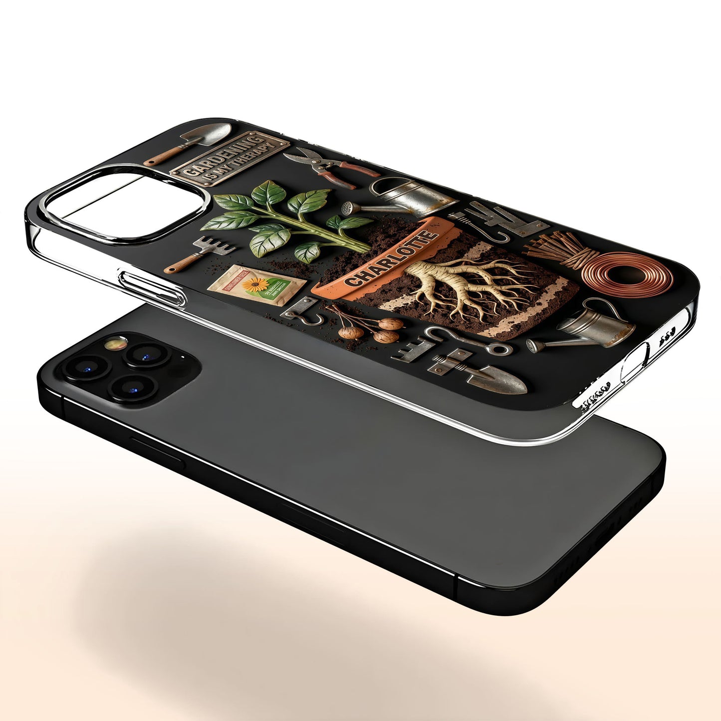 Gardening Is My Therapy Personalized Plant And Garden Tools Design - Personalized Clear Phone Case - GAR037_PHC