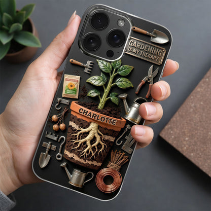 Gardening Is My Therapy Personalized Plant And Garden Tools Design - Personalized Clear Phone Case - GAR037_PHC