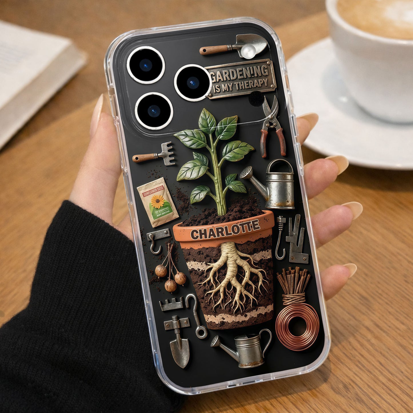 Gardening Is My Therapy Personalized Plant And Garden Tools Design - Personalized Clear Phone Case - GAR037_PHC