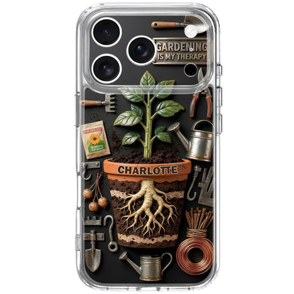 Gardening Is My Therapy Personalized Plant And Garden Tools Design - Personalized Clear Phone Case - GAR037_PHC