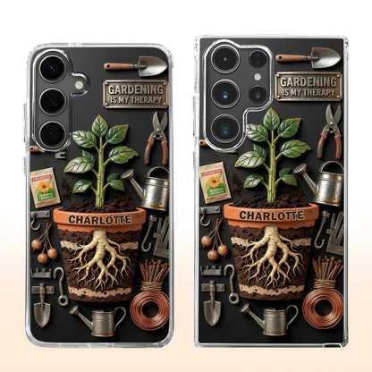 Gardening Is My Therapy Personalized Plant And Garden Tools Design - Personalized Clear Phone Case - GAR037_PHC