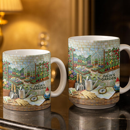 My Garden Mosaic Art With Flowers And Greenhouse