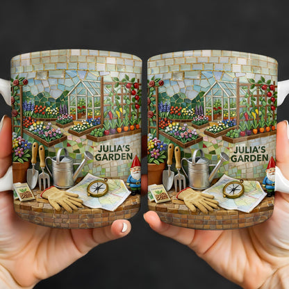 My Garden Mosaic Art With Flowers And Greenhouse