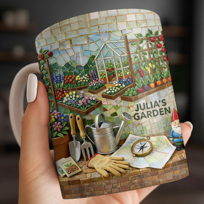 My Garden Mosaic Art With Flowers And Greenhouse