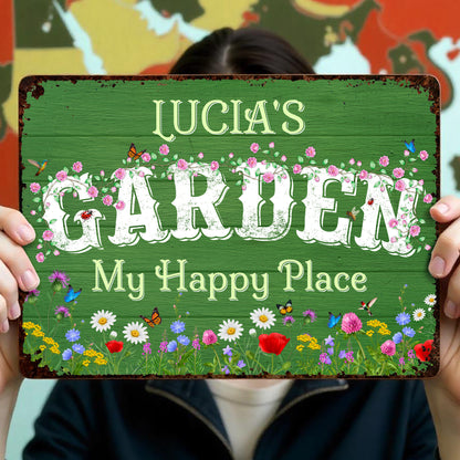 My Happy Place Garden Sign with Flowers and Butterflies