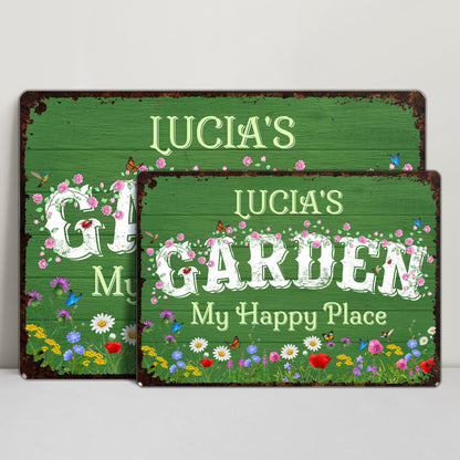 My Happy Place Garden Sign with Flowers and Butterflies