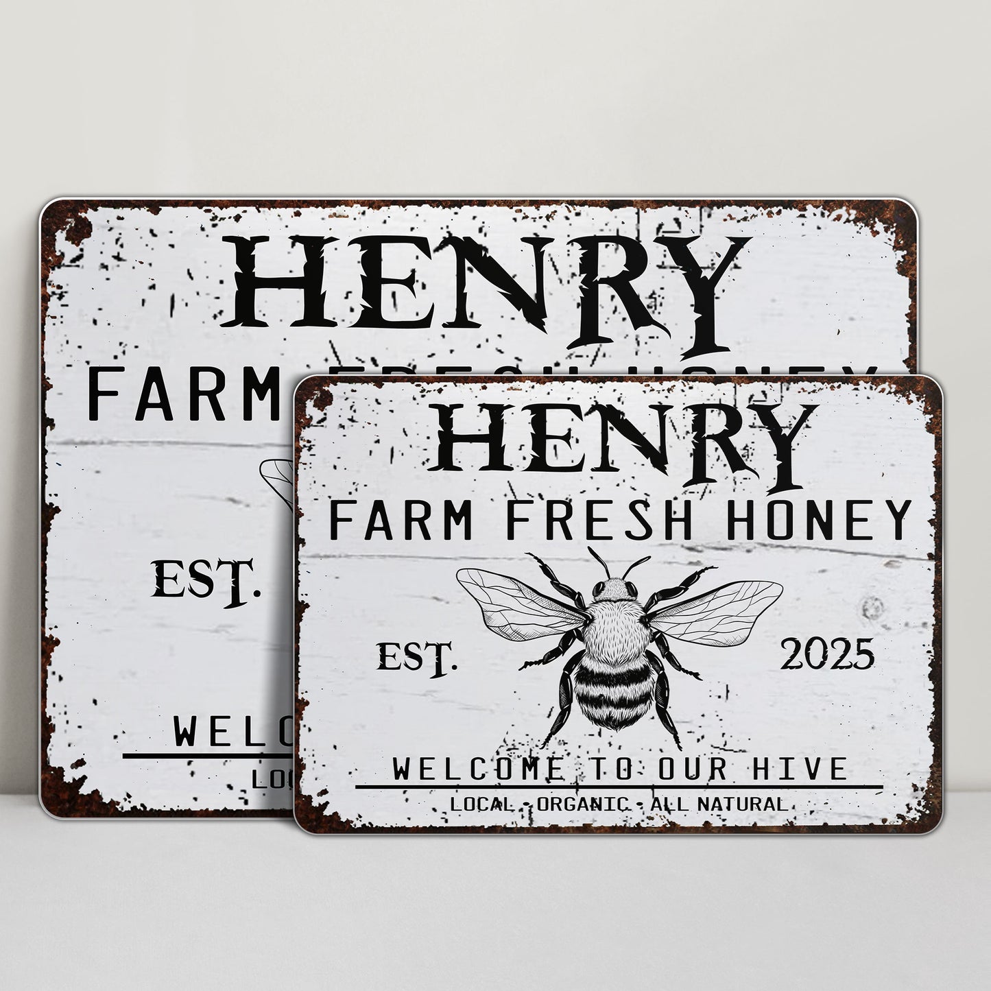 Welcome To Our Hive Featuring Bee And Honey - Personalized Metal Sign - GARD007_MSIGN