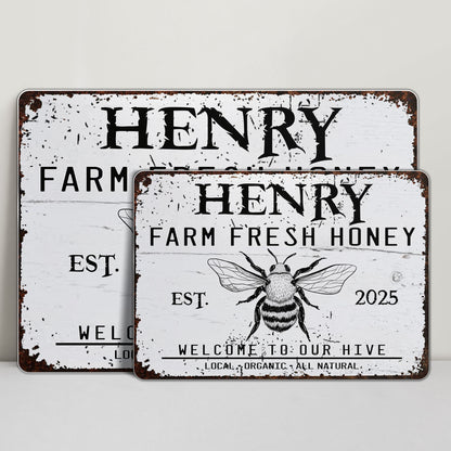 Welcome To Our Hive Featuring Bee And Honey - Personalized Metal Sign - GARD007_MSIGN