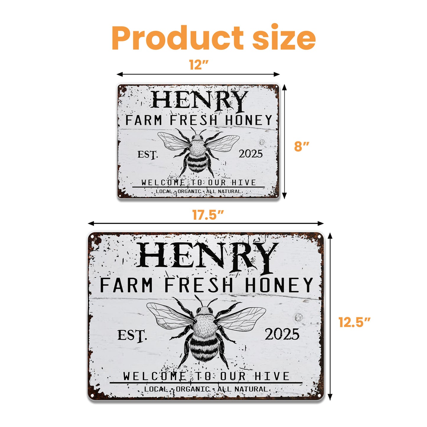 Welcome To Our Hive Featuring Bee And Honey - Personalized Metal Sign - GARD007_MSIGN