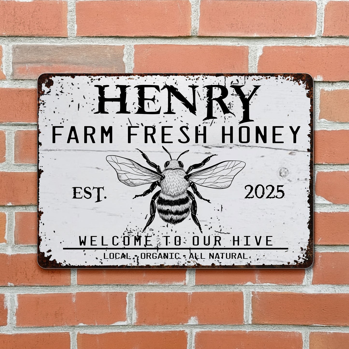 Welcome To Our Hive Featuring Bee And Honey - Personalized Metal Sign - GARD007_MSIGN