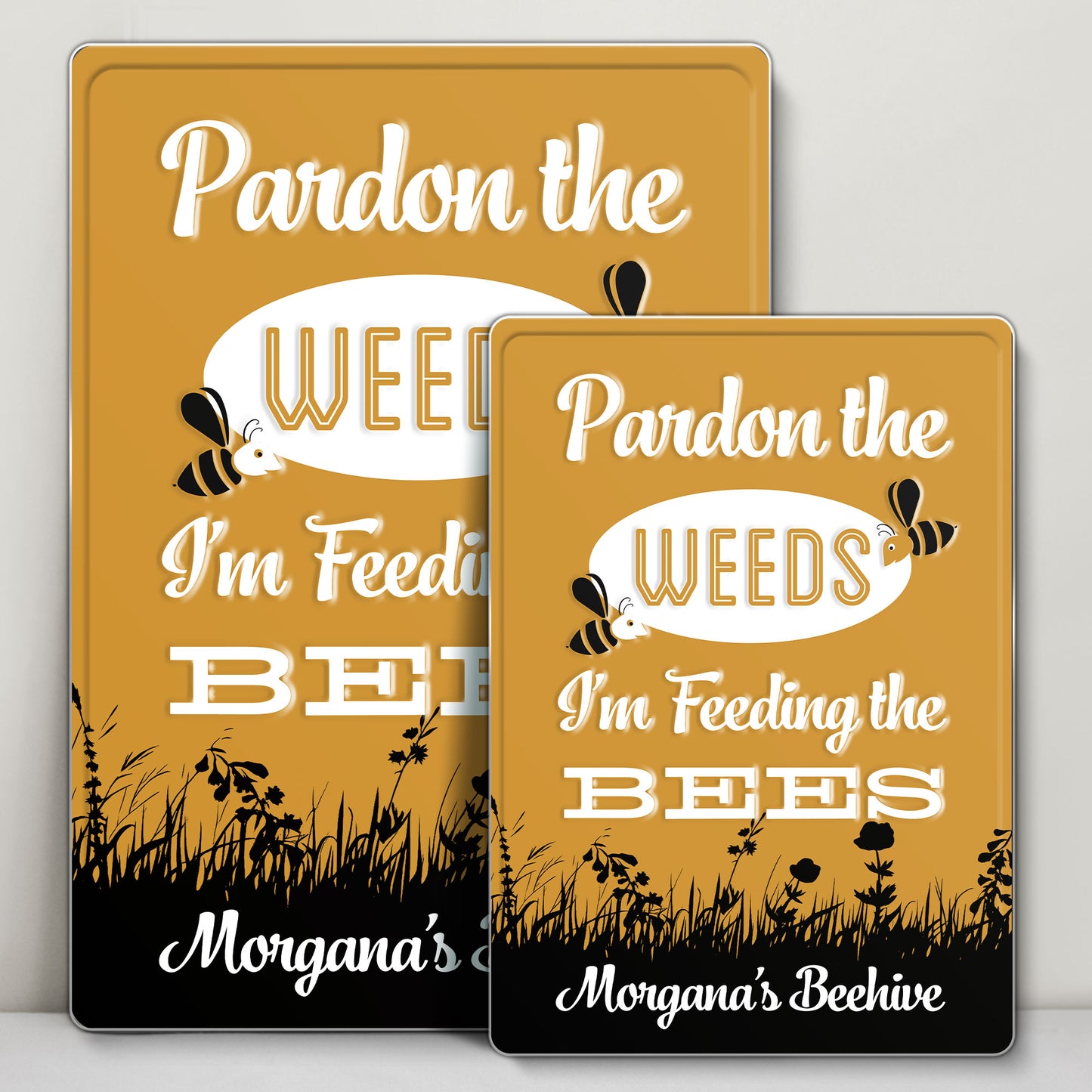 Pardon The Weeds I'm Feeding The Bees Sign - Personalized Metal Sign - GARD014_MSIGN