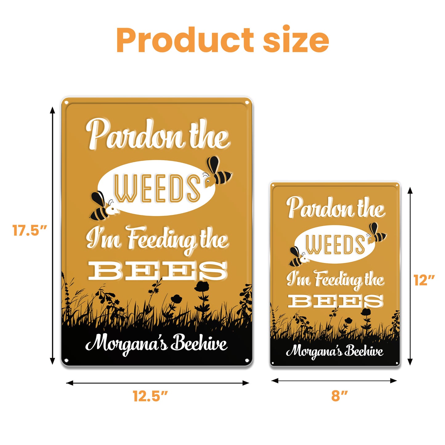 Pardon The Weeds I'm Feeding The Bees Sign - Personalized Metal Sign - GARD014_MSIGN