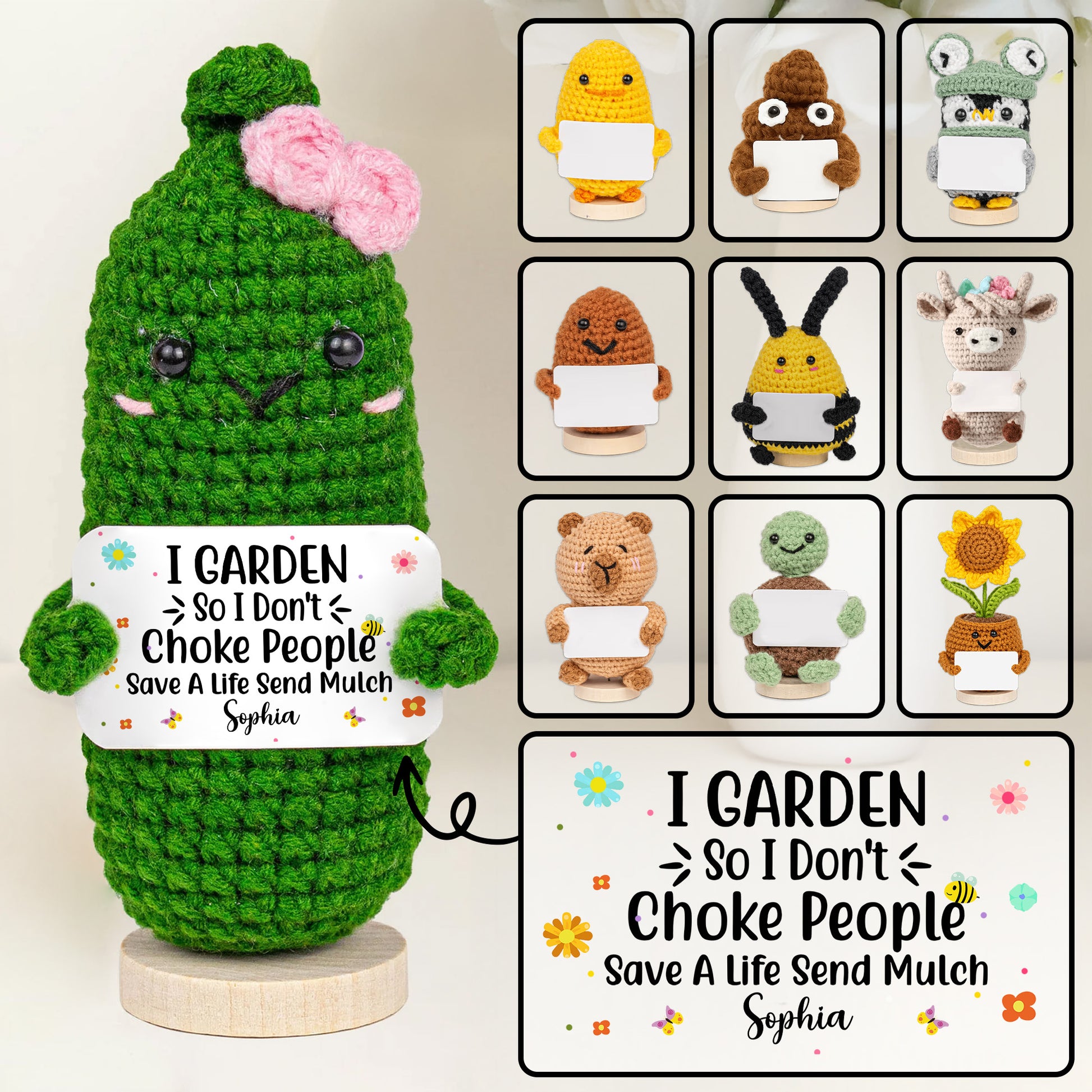 I Garden So I Don't Choke People, Cute Crochet Plants