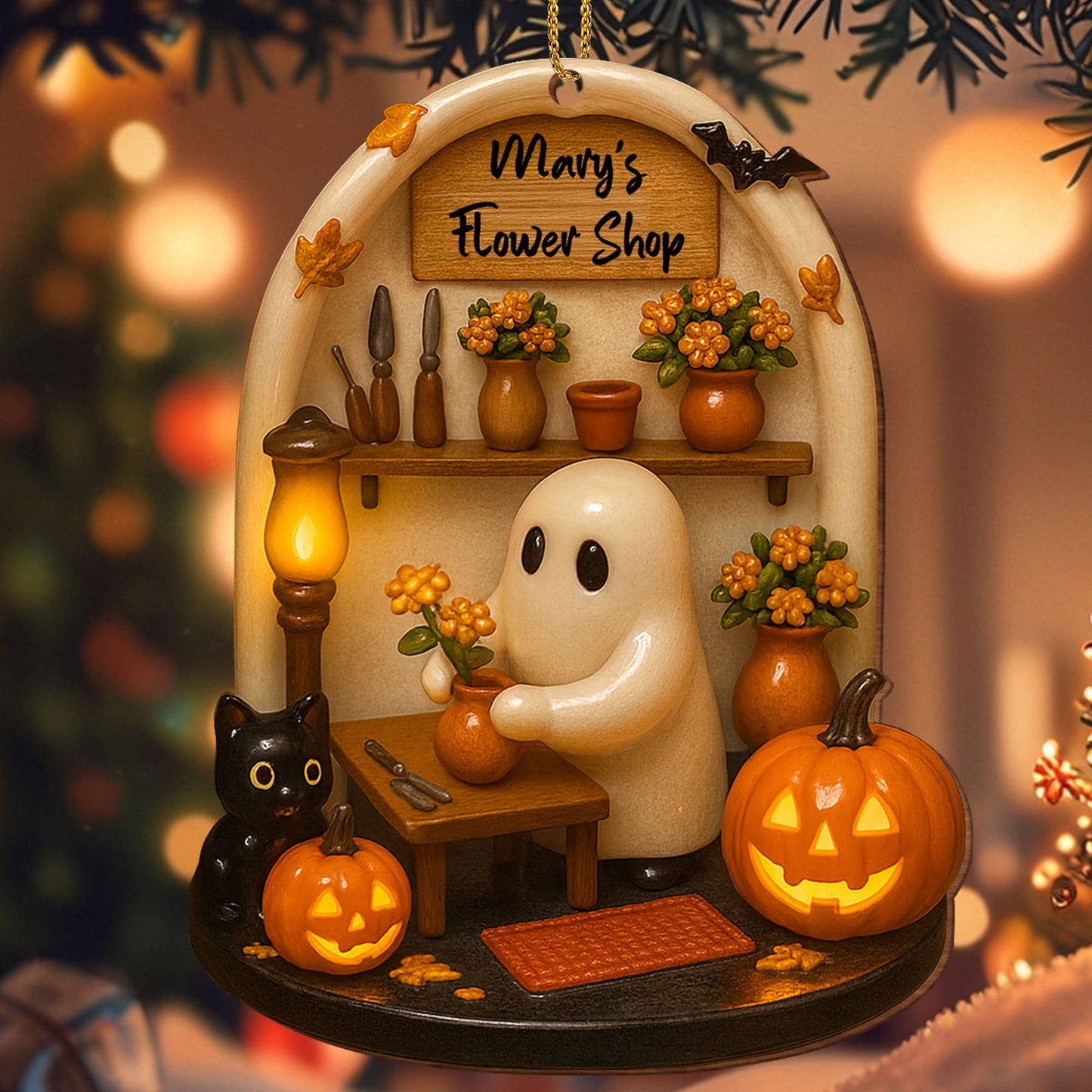 Autumn Flowers And Halloween Pumpkins