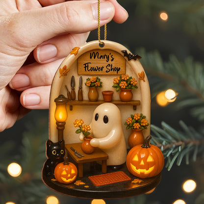 Autumn Flowers And Halloween Pumpkins