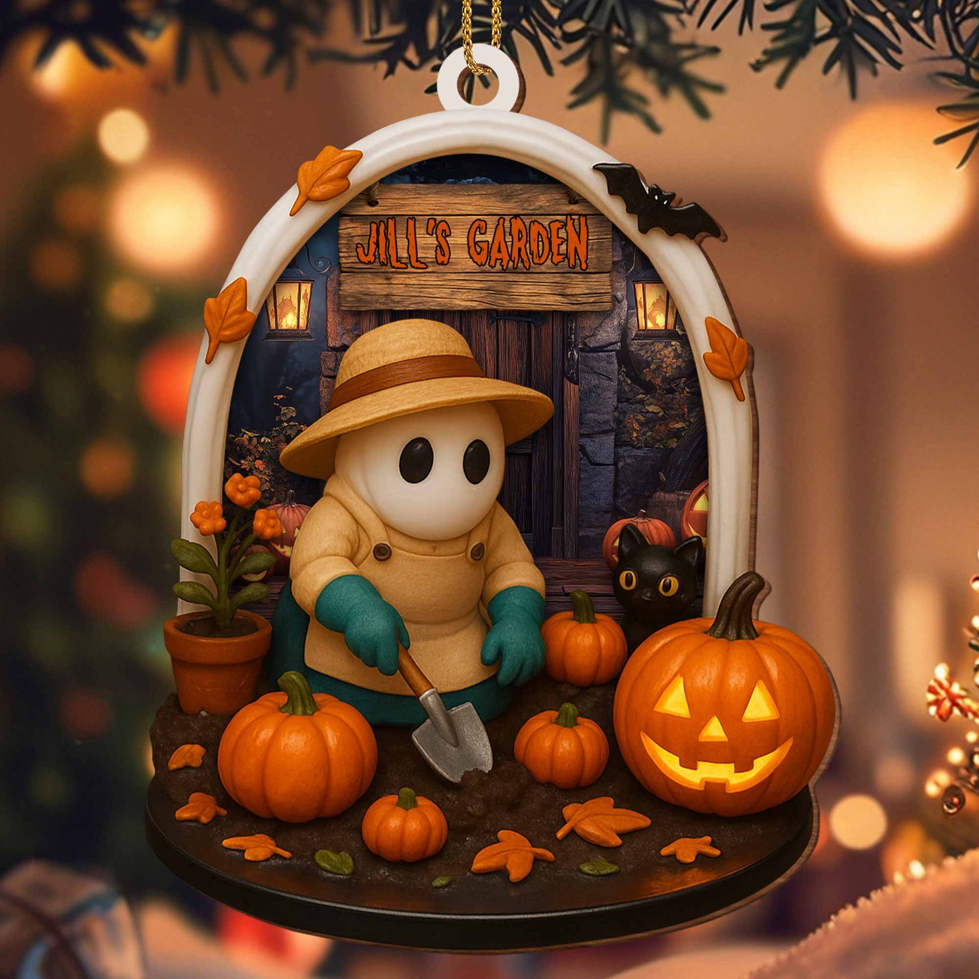 Jill's Garden, Pumpkins, Black Cat, Autumn Leaves