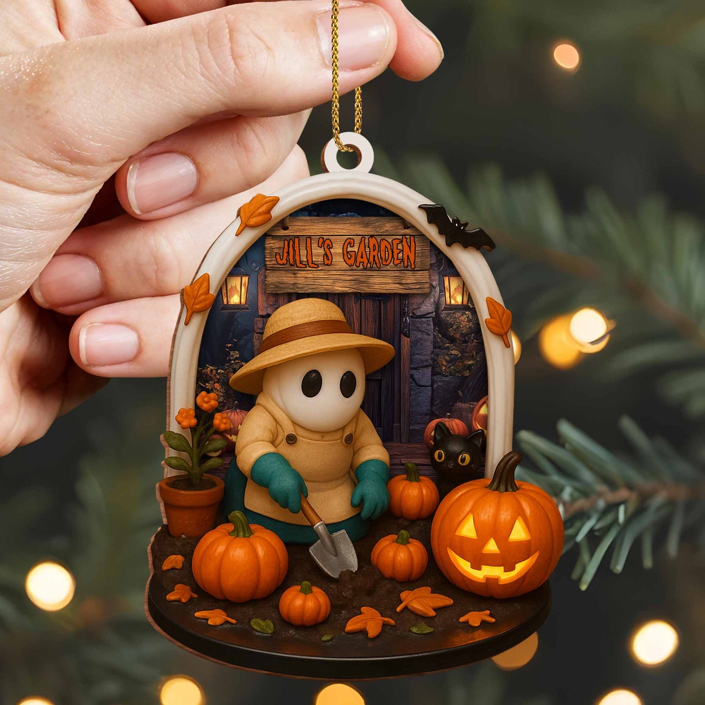 Jill's Garden, Pumpkins, Black Cat, Autumn Leaves