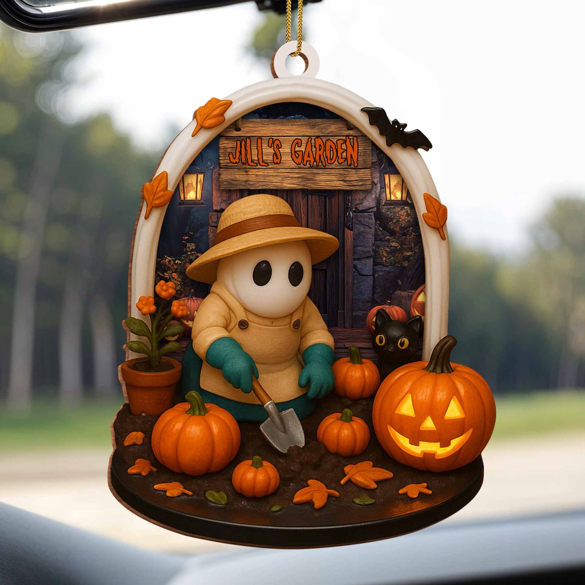 Jill's Garden, Pumpkins, Black Cat, Autumn Leaves