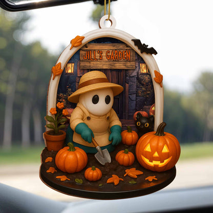 Jill's Garden, Pumpkins, Black Cat, Autumn Leaves