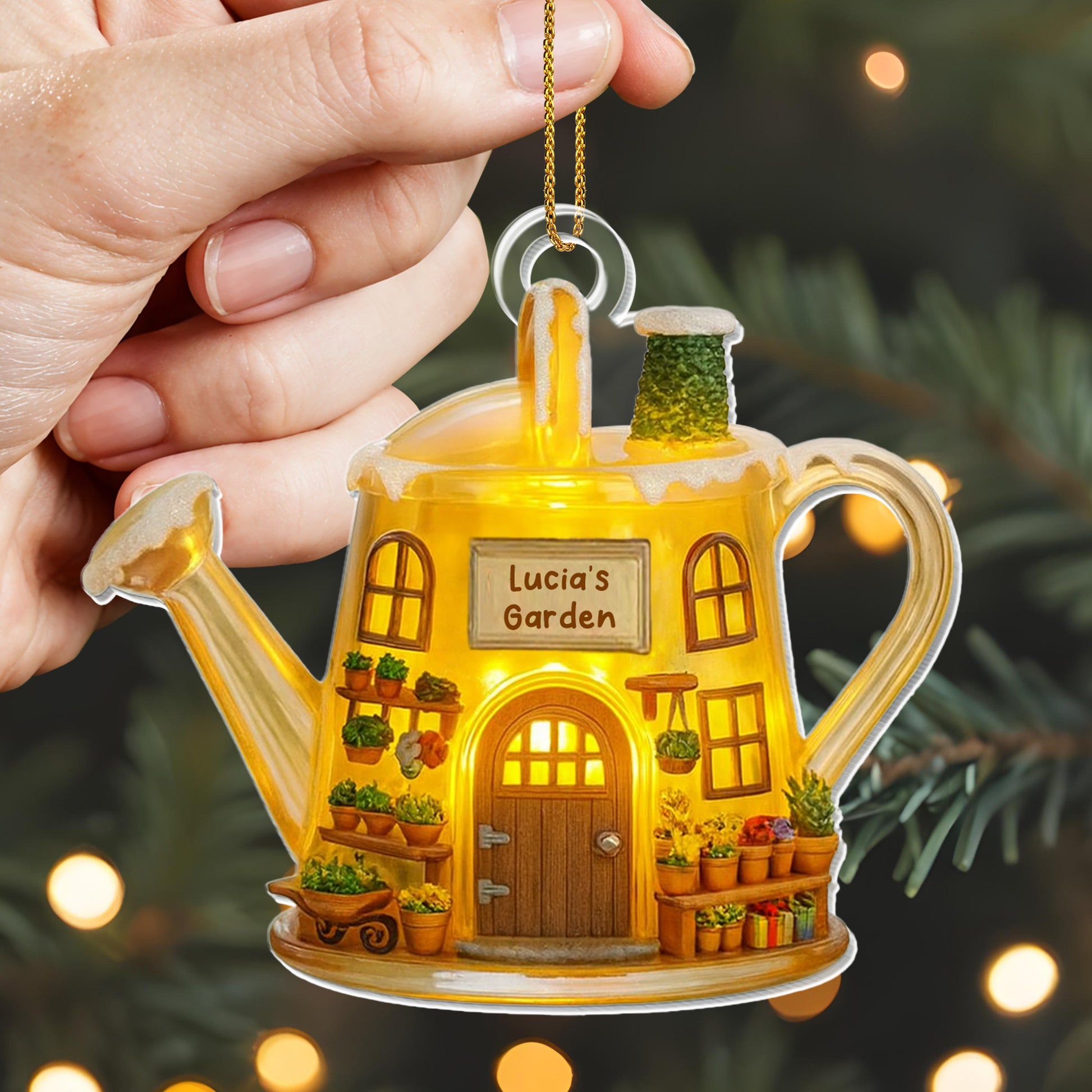 Lucia's Garden Watering Can With Plants Design