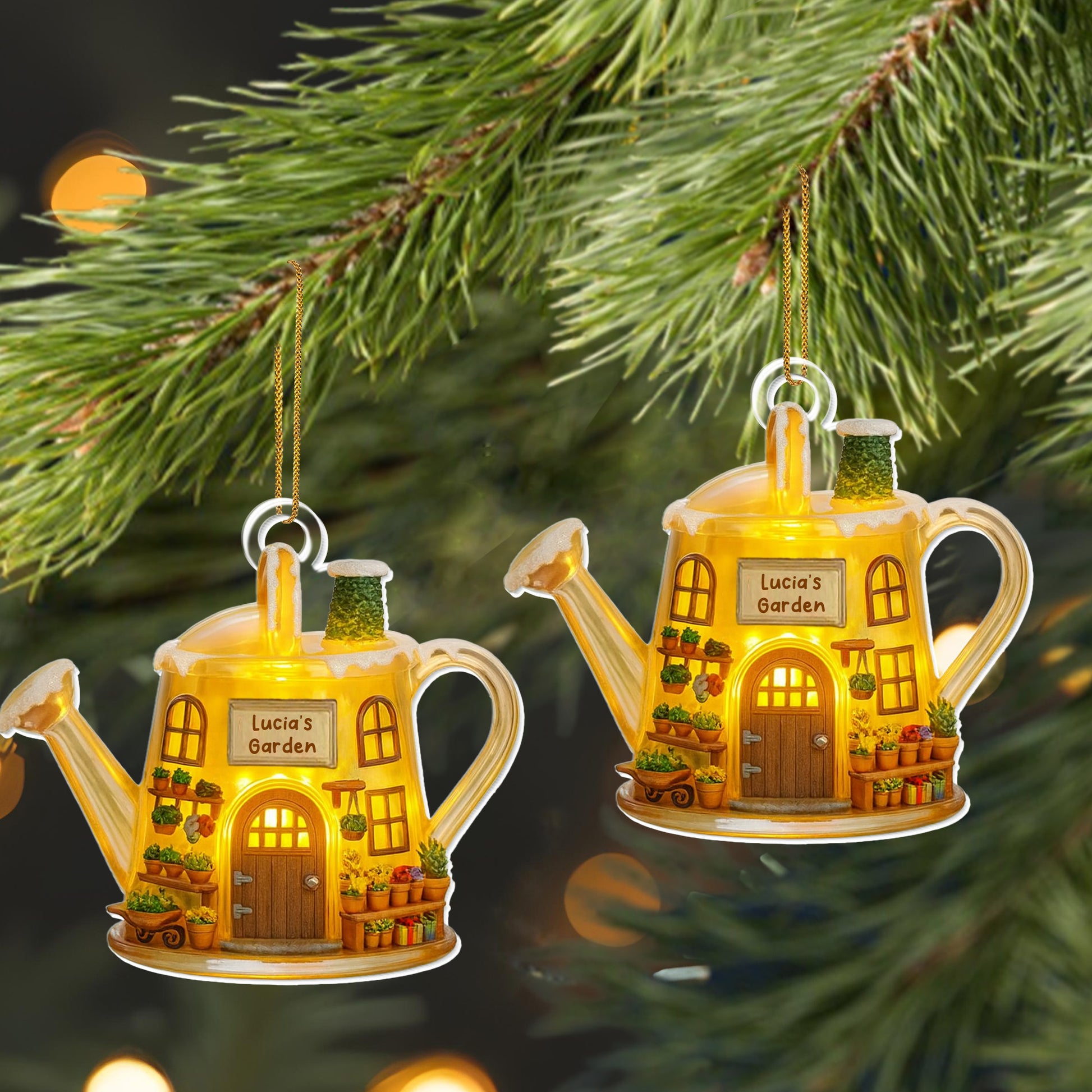 Lucia's Garden Watering Can With Plants Design