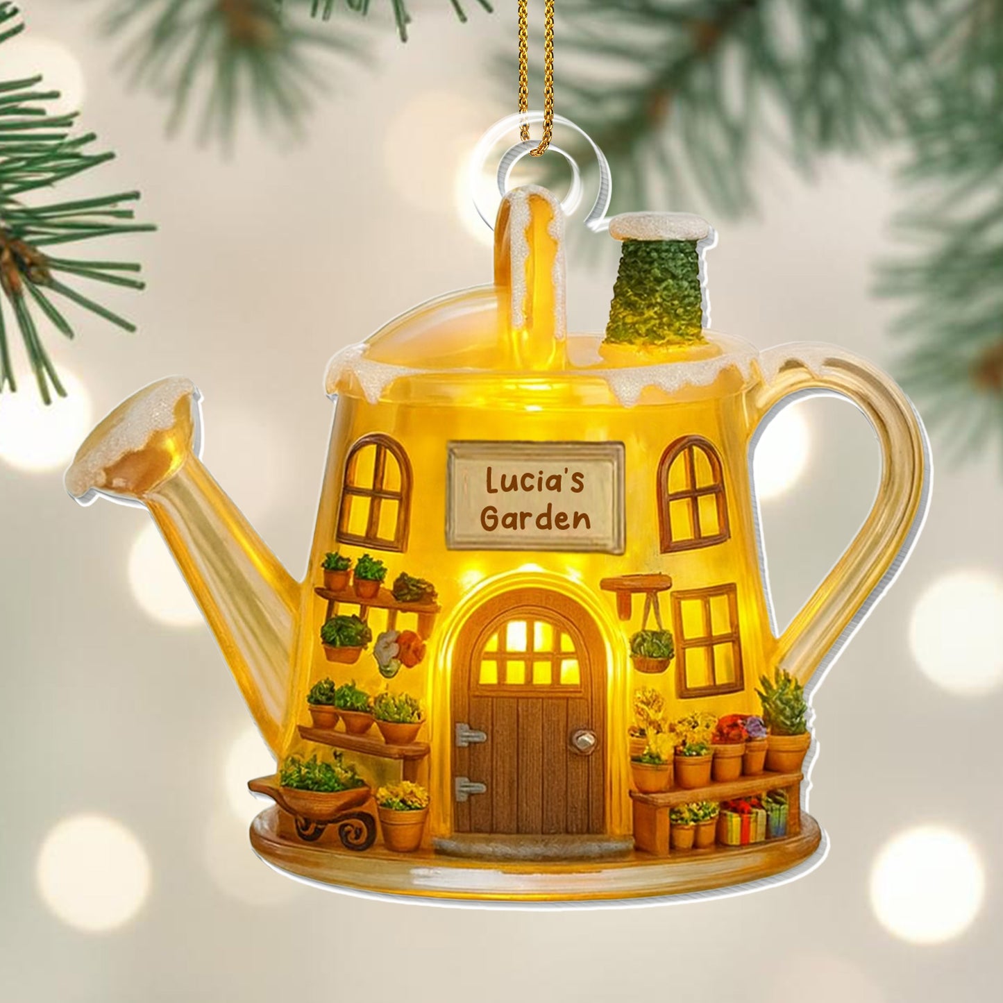 Lucia's Garden Watering Can With Plants Design