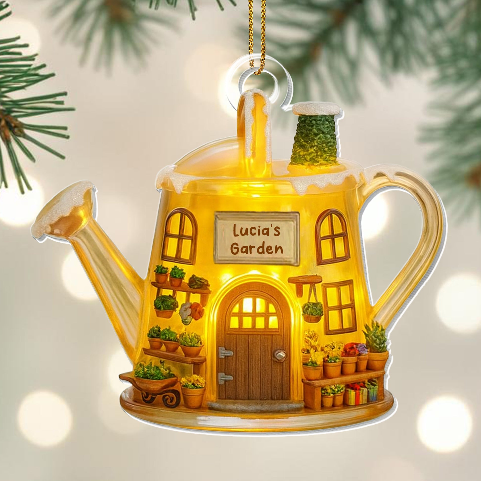 Lucia's Garden Watering Can With Plants Design