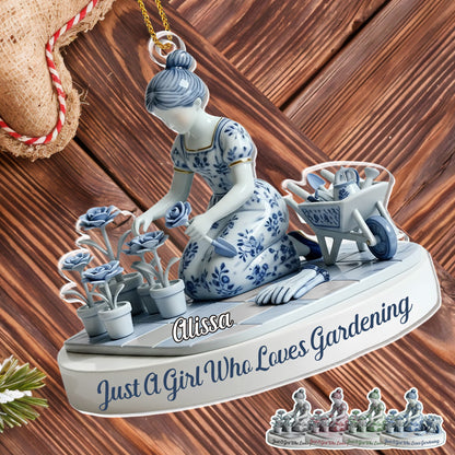 Just A Girl Who Loves Gardening, Flowers And Gardening Tools - Personalized Custom Acrylic Ornament, Christmas Gift - GARD027_ACO