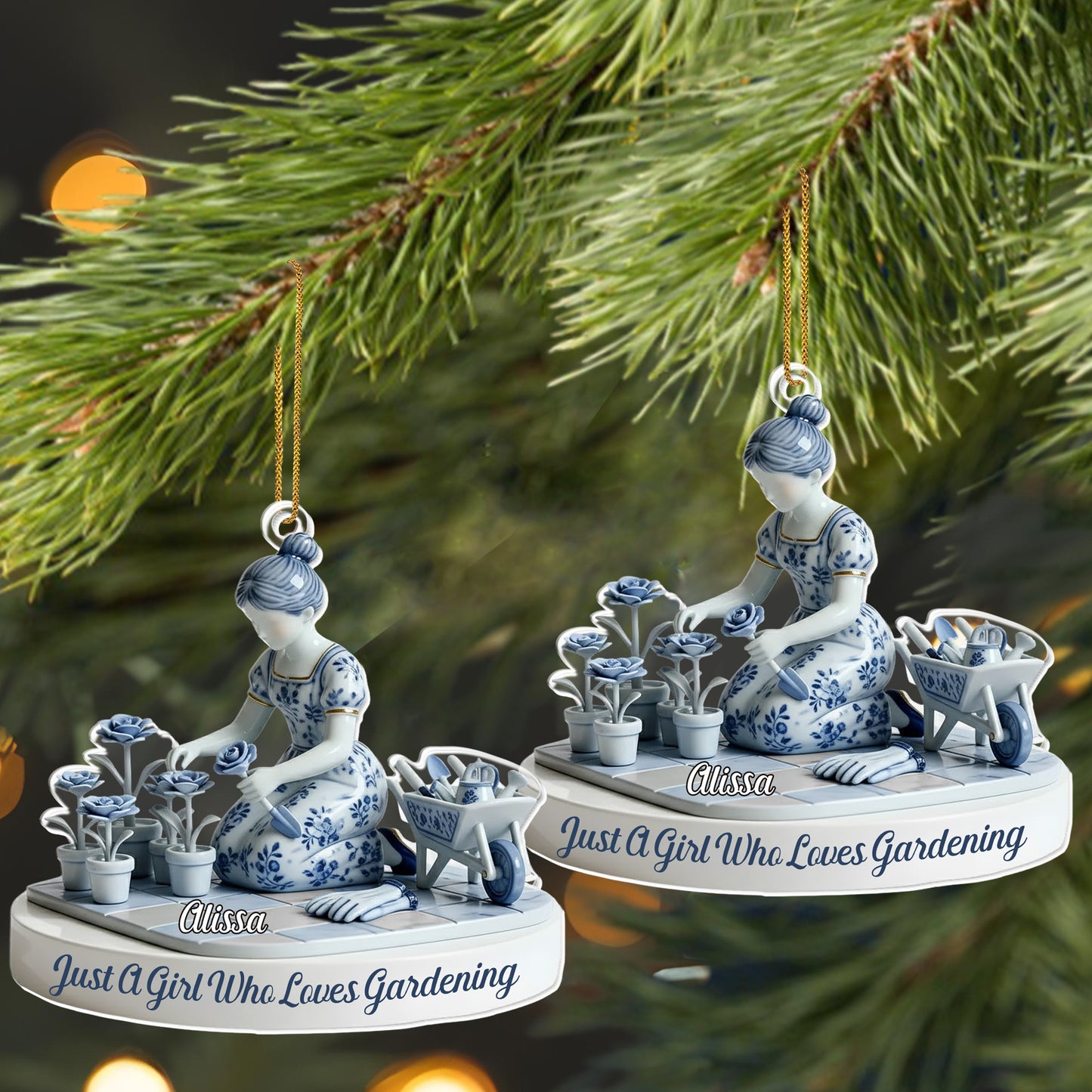 Just A Girl Who Loves Gardening, Flowers And Gardening Tools - Personalized Custom Acrylic Ornament, Christmas Gift - GARD027_ACO