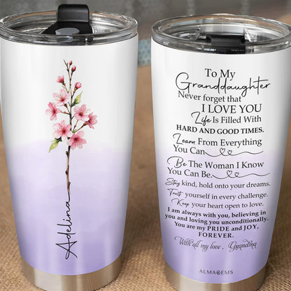 Never Forget That I Love You, Encouraging Message For Granddaughter - Personalized Custom Stainless Steel Tumbler 20oz 30oz - GDT001_TB