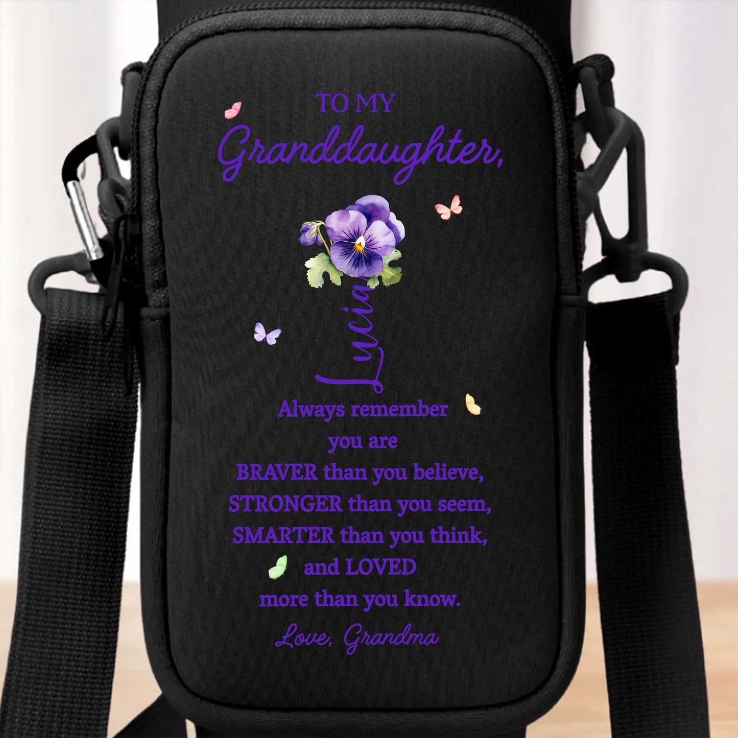 Always Remember You Are Braver, Stronger, Smarter - Personalized Custom Water Bottle Carrier Bag - GDT002_BCB