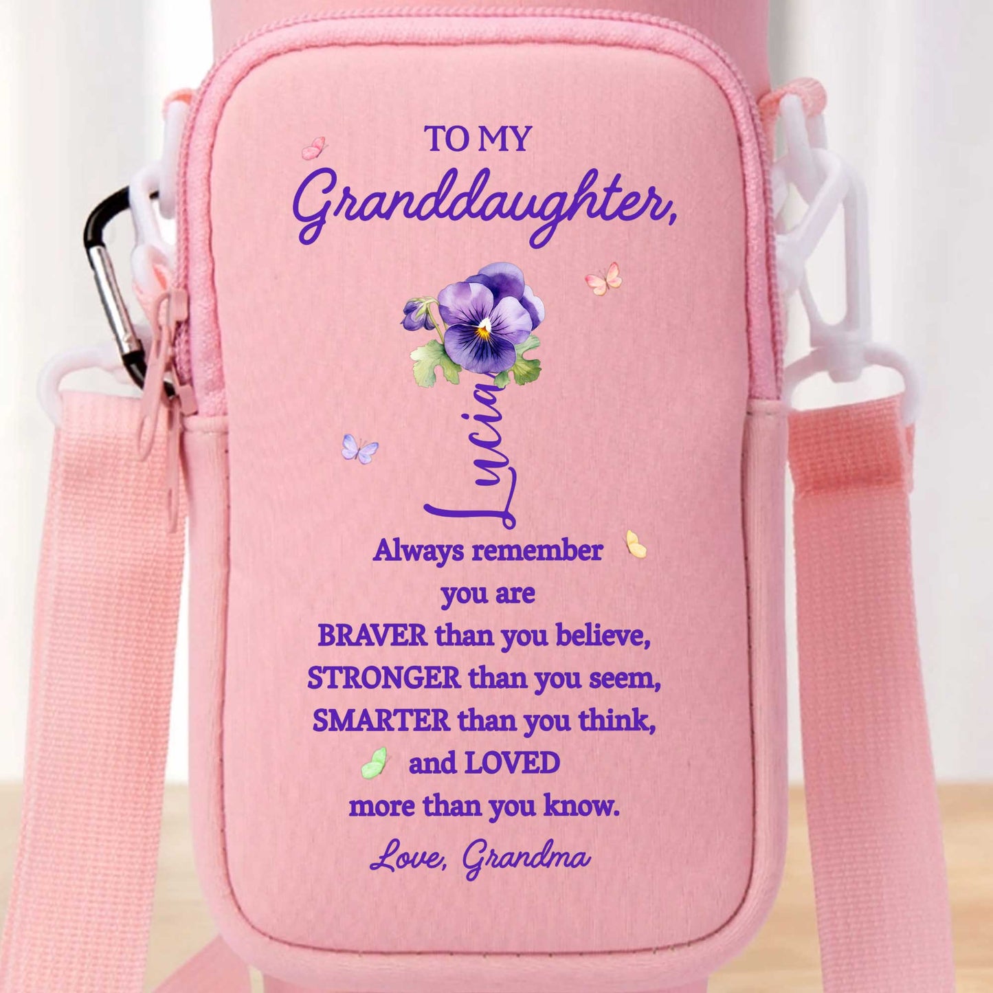 Always Remember You Are Braver, Stronger, Smarter - Personalized Custom Water Bottle Carrier Bag - GDT002_BCB