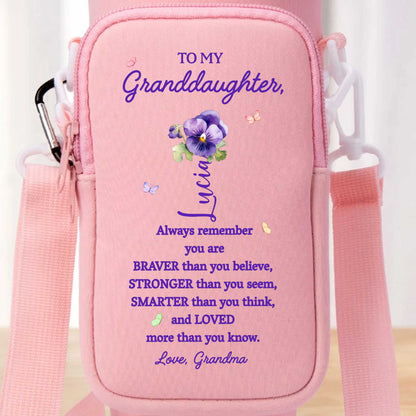 Always Remember You Are Braver, Stronger, Smarter - Personalized Custom Water Bottle Carrier Bag - GDT002_BCB
