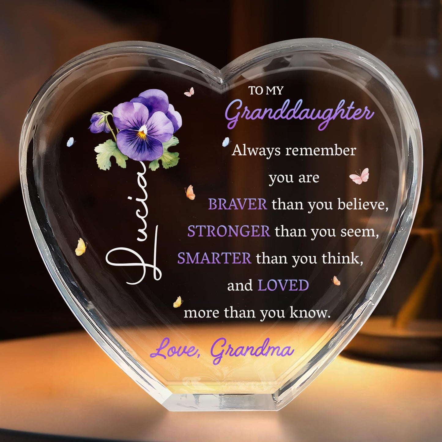 To My Granddaughter, Always Remember You Are Braver Than You Believe, Pansy Flower And Butterfly