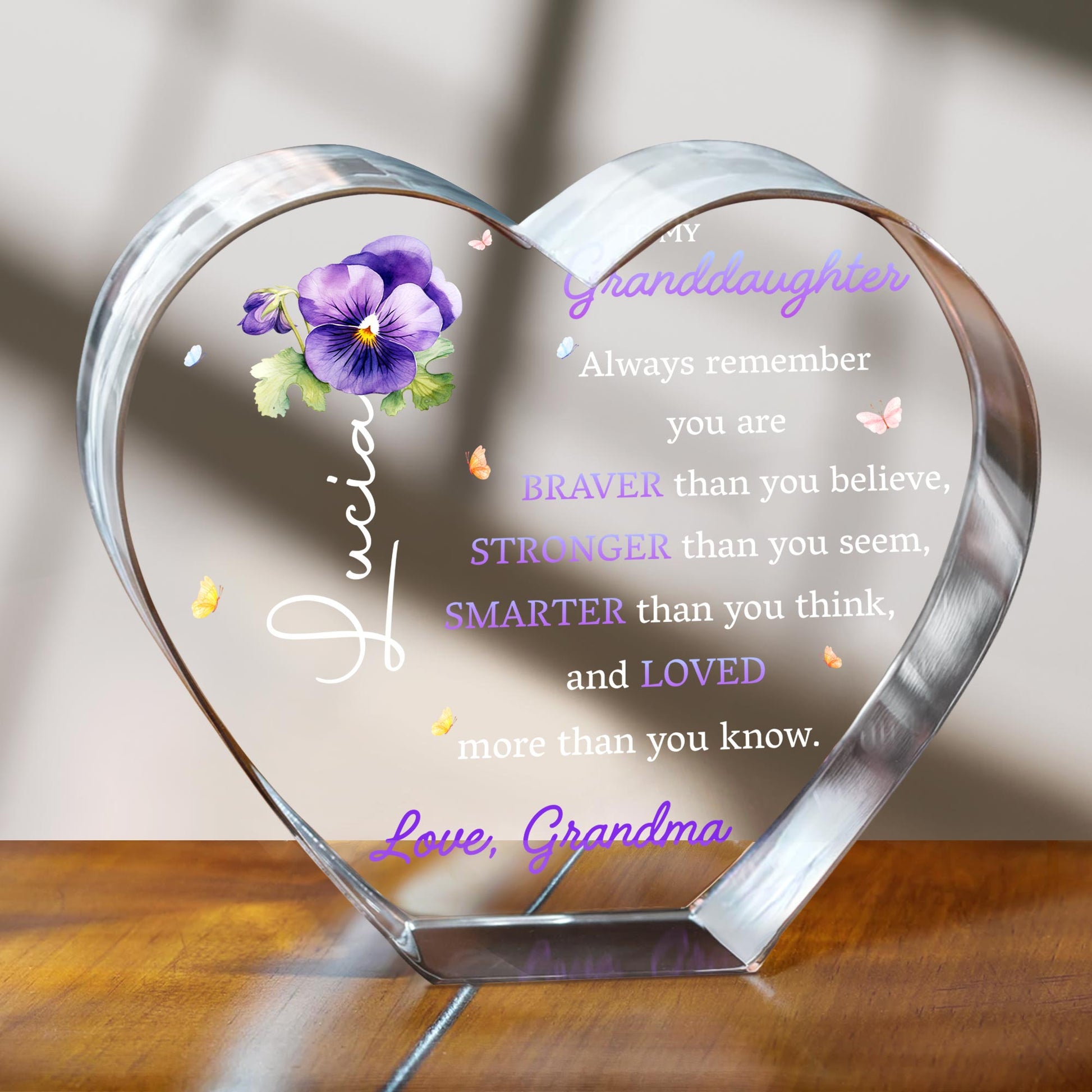 To My Granddaughter, Always Remember You Are Braver Than You Believe, Pansy Flower And Butterfly