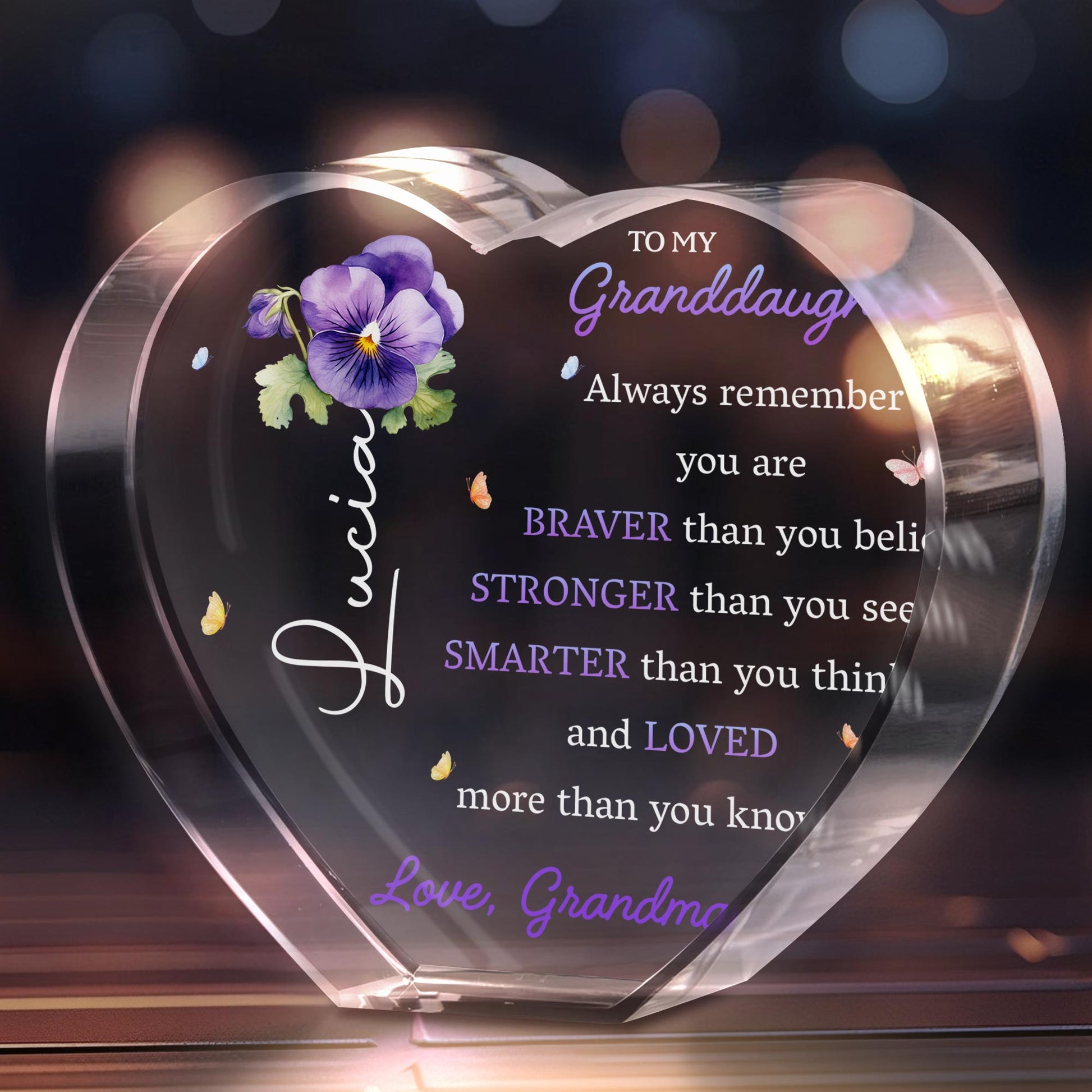 To My Granddaughter, Always Remember You Are Braver Than You Believe, Pansy Flower And Butterfly