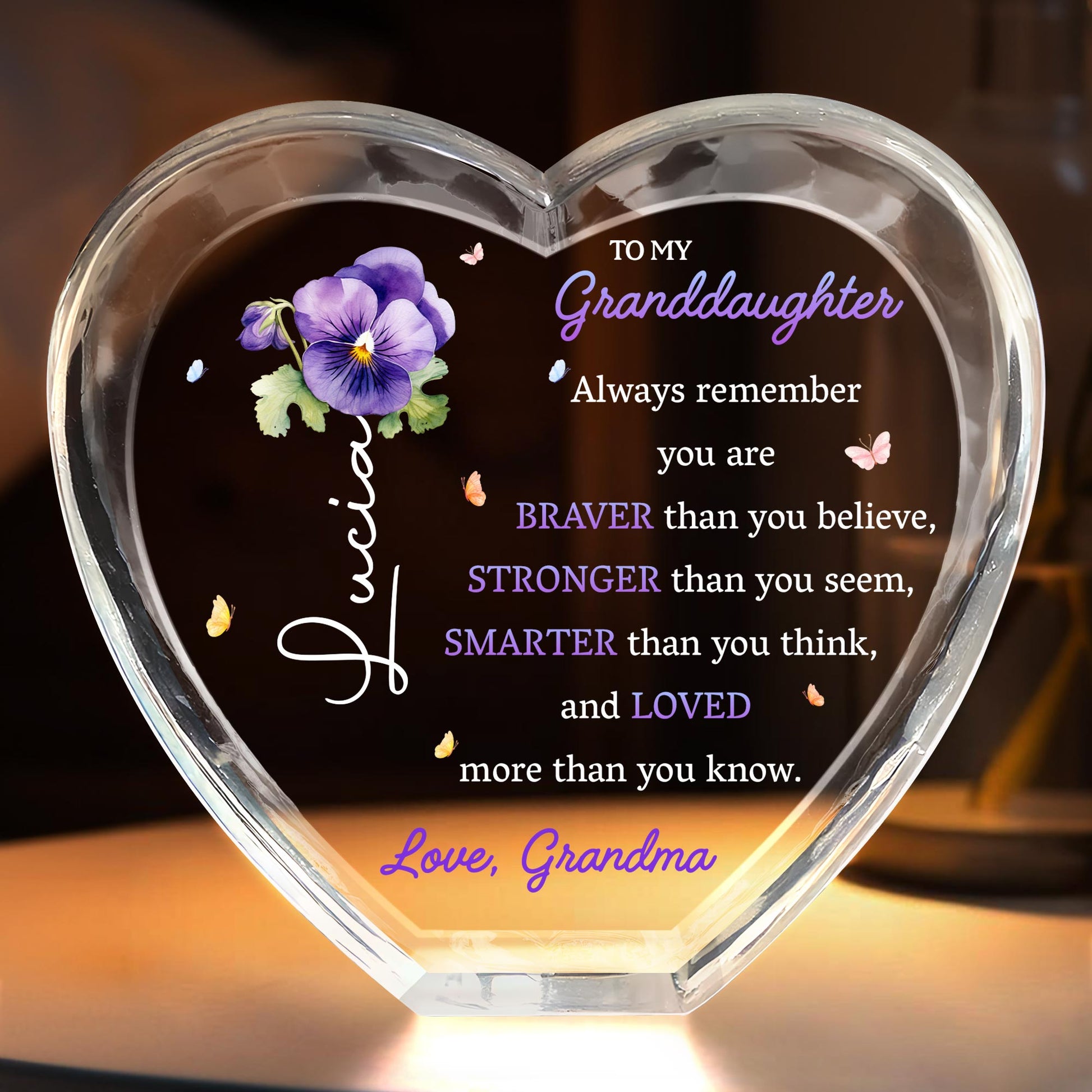 To My Granddaughter, Always Remember You Are Braver Than You Believe, Pansy Flower And Butterfly